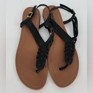Lower East Side Vintage Ankle Strap Buckle Braided Thong Sandals